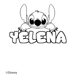 Coloriage pr&eacute;nom YELENA - d&eacute;cor Stitch