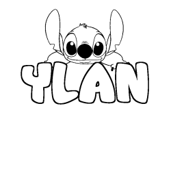 Coloriage prénom YLAN - décor Stitch