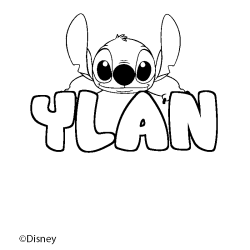 Coloriage pr&eacute;nom YLAN - d&eacute;cor Stitch