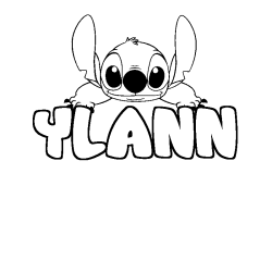 Coloriage prénom YLANN - décor Stitch