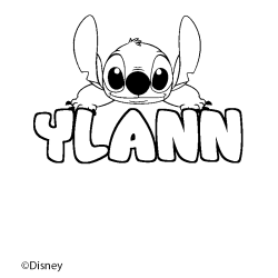 Coloriage pr&eacute;nom YLANN - d&eacute;cor Stitch