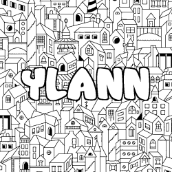 Coloriage prénom YLANN - décor Ville