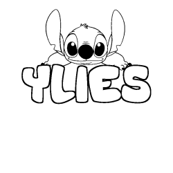 Coloriage prénom YLIES - décor Stitch