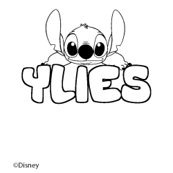 Coloriage pr&eacute;nom YLIES - d&eacute;cor Stitch
