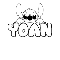 Coloriage prénom YOAN - décor Stitch