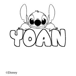 Coloriage pr&eacute;nom YOAN - d&eacute;cor Stitch