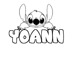 Coloriage prénom YOANN - décor Stitch