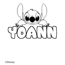 Coloriage pr&eacute;nom YOANN - d&eacute;cor Stitch