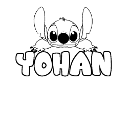 Coloriage prénom YOHAN - décor Stitch