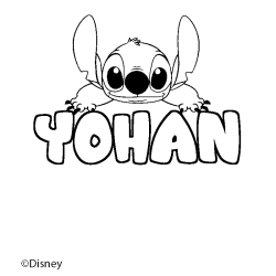 Coloriage pr&eacute;nom YOHAN - d&eacute;cor Stitch