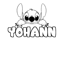 Coloriage prénom YOHANN - décor Stitch