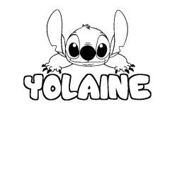 Coloriage prénom YOLAINE - décor Stitch