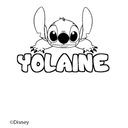 Coloriage pr&eacute;nom YOLAINE - d&eacute;cor Stitch