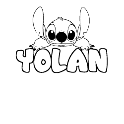 Coloriage prénom YOLAN - décor Stitch
