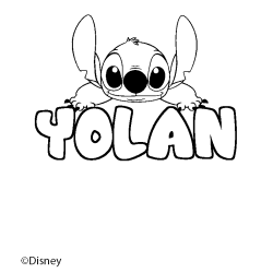 Coloriage pr&eacute;nom YOLAN - d&eacute;cor Stitch