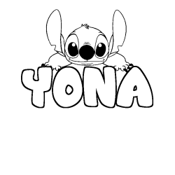 Coloriage prénom YONA - décor Stitch