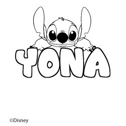 Coloriage pr&eacute;nom YONA - d&eacute;cor Stitch