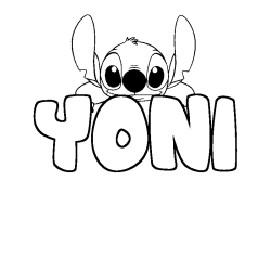 Coloriage prénom YONI - décor Stitch