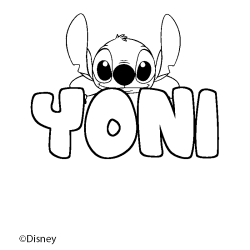 Coloriage pr&eacute;nom YONI - d&eacute;cor Stitch
