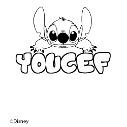 Coloriage pr&eacute;nom YOUCEF - d&eacute;cor Stitch