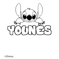 Coloriage pr&eacute;nom YOUN&Egrave;S - d&eacute;cor Stitch