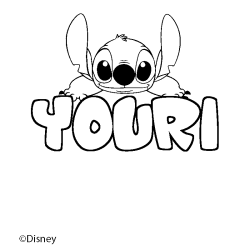 Coloriage pr&eacute;nom YOURI - d&eacute;cor Stitch