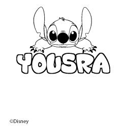 Coloriage pr&eacute;nom YOUSRA - d&eacute;cor Stitch