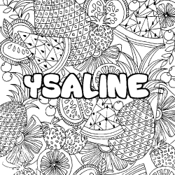 Coloriage prénom YSALINE - décor Mandala fruits