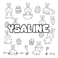 Coloriage pr&eacute;nom YSALINE - d&eacute;cor Paques