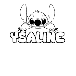 Coloriage prénom YSALINE - décor Stitch