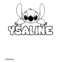Coloriage pr&eacute;nom YSALINE - d&eacute;cor Stitch