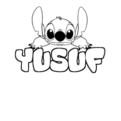Coloriage prénom YUSUF - décor Stitch