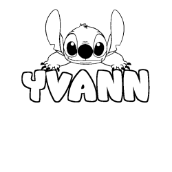 Coloriage prénom YVANN - décor Stitch