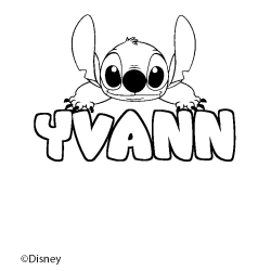 Coloriage pr&eacute;nom YVANN - d&eacute;cor Stitch