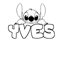 Coloriage prénom YVES - décor Stitch