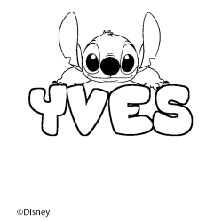 Coloriage pr&eacute;nom YVES - d&eacute;cor Stitch