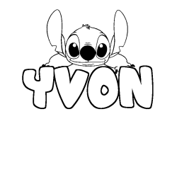 Coloriage prénom YVON - décor Stitch
