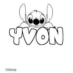 Coloriage pr&eacute;nom YVON - d&eacute;cor Stitch