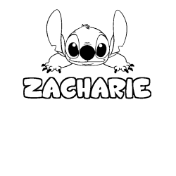 Coloriage prénom ZACHARIE - décor Stitch