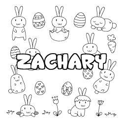 Coloriage pr&eacute;nom ZACHARY - d&eacute;cor Paques