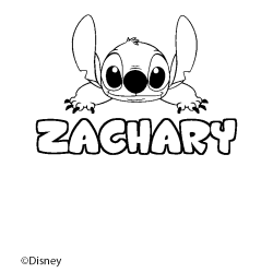 Coloriage pr&eacute;nom ZACHARY - d&eacute;cor Stitch