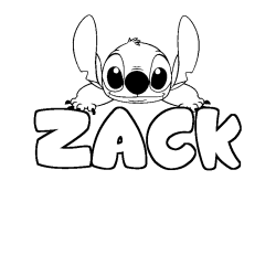 Coloriage prénom ZACK - décor Stitch