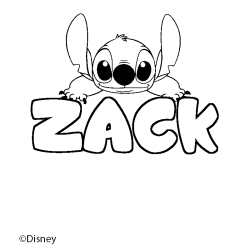 Coloriage pr&eacute;nom ZACK - d&eacute;cor Stitch