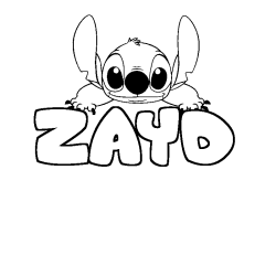 Coloriage prénom ZAYD - décor Stitch