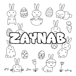 Coloriage pr&eacute;nom ZAYNAB - d&eacute;cor Paques