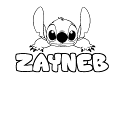 Coloriage prénom ZAYNEB - décor Stitch