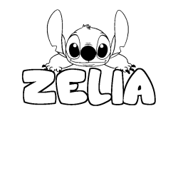 Coloriage prénom ZELIA - décor Stitch