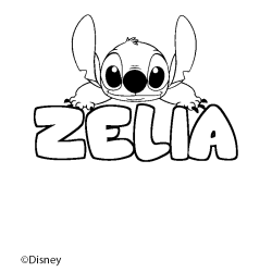 Coloriage pr&eacute;nom ZELIA - d&eacute;cor Stitch