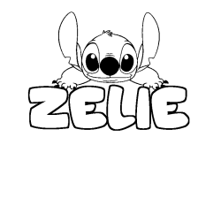 Coloriage prénom ZELIE - décor Stitch