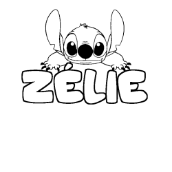Coloriage prénom ZÉLIE - décor Stitch